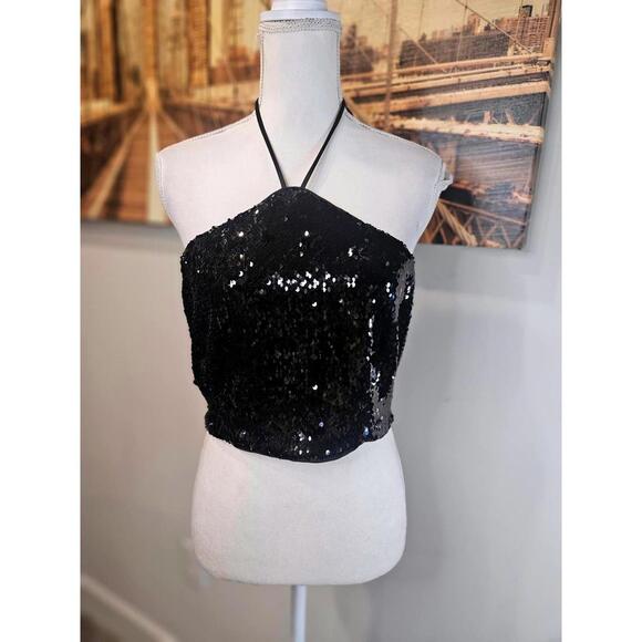 House of Harlow 1960 Tops - Nwt Revolve's House of Harlow 1960 Black Sequin Halter 1161